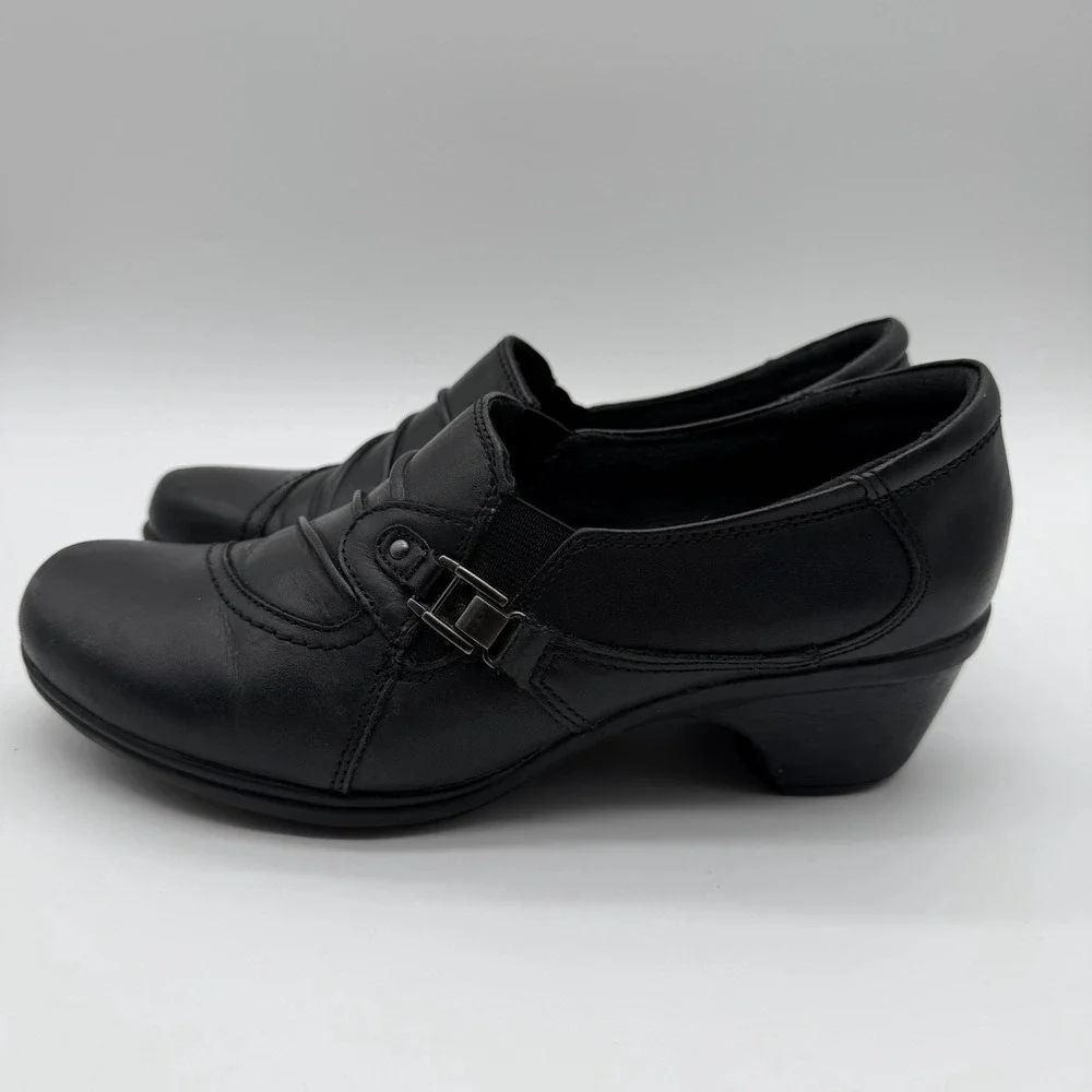 Earth Origins Women's Roxanne Slip-On Comfort Buckle Black Leather Size 8